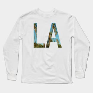 Los Angles Word Art Sign with Palm Trees - LA California Dreaming Long Sleeve T-Shirt